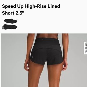 Lululemon black speed up shorts size 2